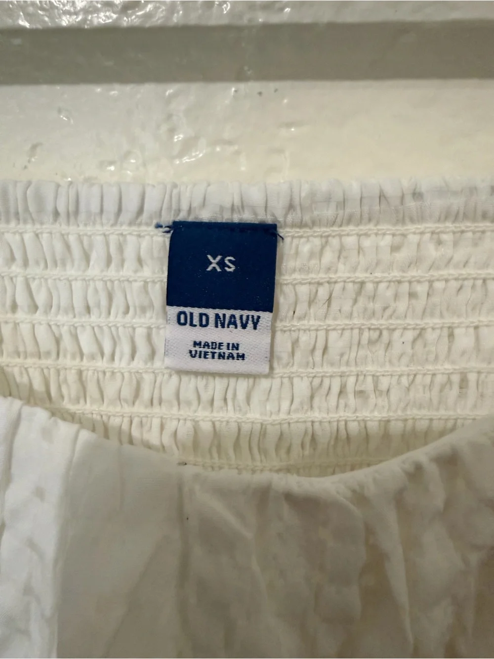 Old Navy White Puff Sleeve Peasant Blouse